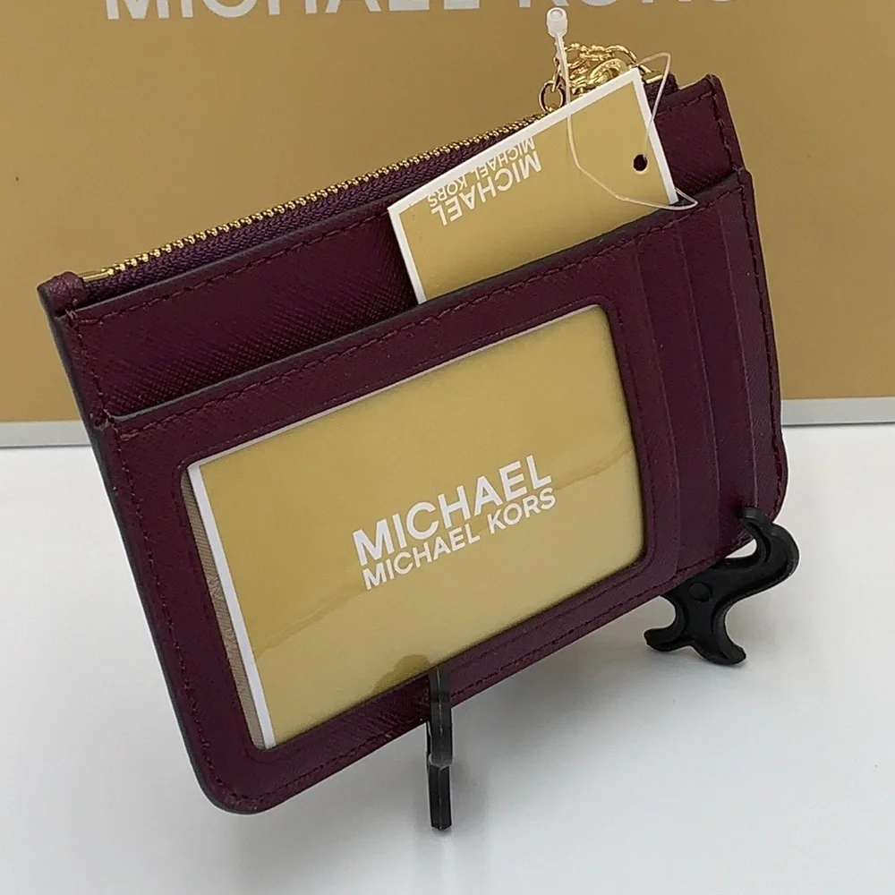MICHAEL KORS SMALL TOP ZIP COINPOUCH WITH ID BORDEAUX COLOR